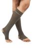 FederFlex Class 2 Compression Stockings - Open Toe | Knee Length | X-Large | Black Pepper with Beige Heel view 1