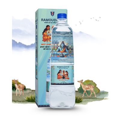 1Litre Ramoudhya Gangajal - Purely Holy Water Sourced From Gangotri Valey Certified By The Uttrakhand Govt. For Pooja Purpose 1000ml The Elixir Of Nature