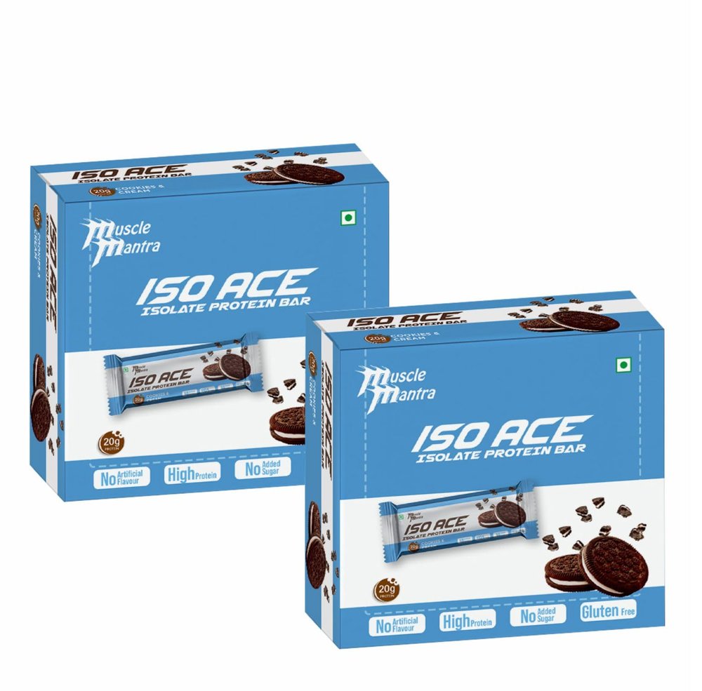 Muscle Mantra ISO ACE Isolate Protein Bar - Cookies Cream (Pack of 2)
