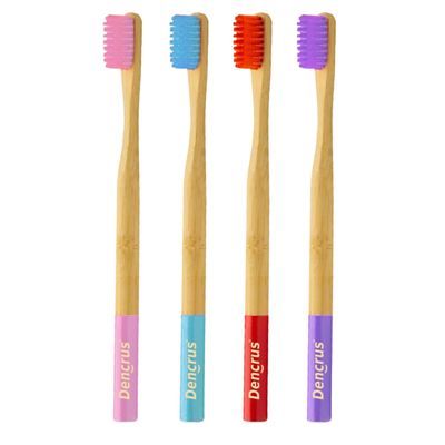 Dencrus ORBY PLUS Bamboo Toothbrush | Pack of 4 | Natural Soft Bristles | Biodegradable and Compostable Toothbrush | Eco-friendly Bamboo Tooth brush | RED, PINK, BLUE, LAVENDER