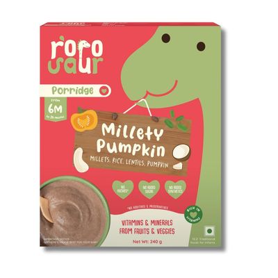 Rorosaur Baby Food Multigrain Porridge Mix | Millets, Dal, Rice for 6+months Baby | 12 meals per Box | Easy to Digest Meals | 100% Natural & Healthy, No Sugar or Preservatives | Ready in 2 min, 240g