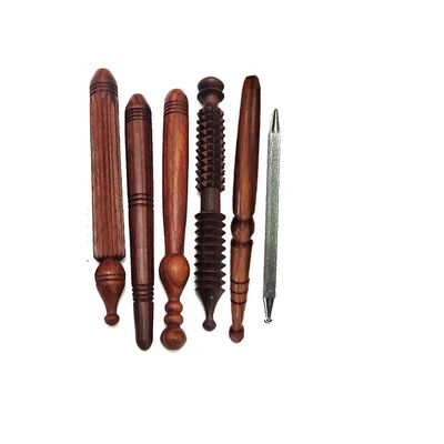 AB CRAFT Reflexology Tools Wood Body Massager Triangle Gua Sha Board Scraping Board Foot Massage Stick Tool Head Neck Hand Waist Calf Leg Foot Massager (Sheesham Wood) (Pack of 6)