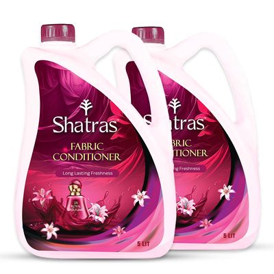 SHATRAS Combo Pack Of Pink Lily Royal Perfume Fabric Conditioner 2 X 5Liter | After Wash Liquid Fabric Softener With Long-Lasting Fragrance | Royal Perfume Fragrance For Your Fabrics (Pack Of 2)