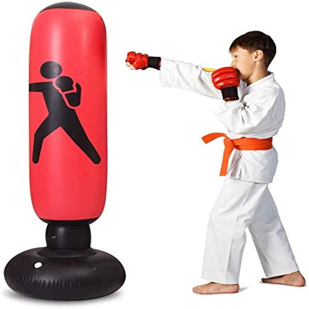 GUDMART Fitness Punching Bag,Inflatable Kids Target Bag Freestanding Heavy Punching Bag, Boxing Bag for Men/Women, 63inch