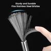 FLORISCA Multipurpose Kitchen Wire Brush Pan Scrubber Stainless Steel Pots Pans Cleaning Brush Non Slip Long Handle Dishwashing Cleaning Brush 1 Pcs view 3