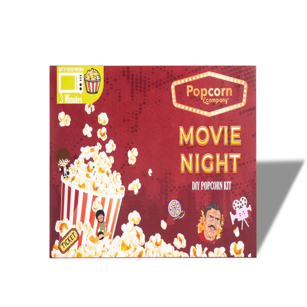 Popcorn & Company Movie Night Popcorn Kernels Seeds with 5 Seasoning ( Garlic Cheddar, Peri Peri , BBQ, Hot & Spicy Ketchup, & Butter Salt ) - Microwave/ Cooker Popcorn DIY Kit | Non-GMO, Healthier Snack Option