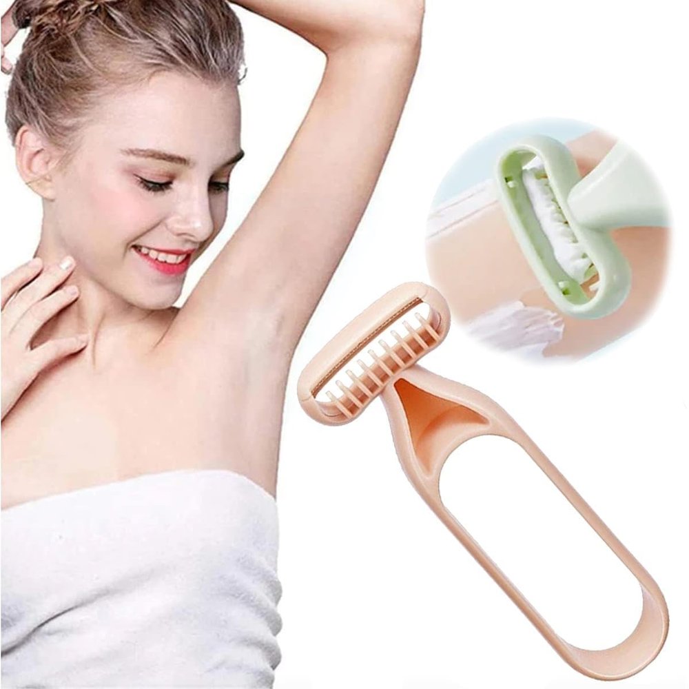 STOCKCLUB Manual Hair Removal Knife Anti Cutting Protective Blades Ergonomic Handle Hygienic Disposable Blades Razors For Men Or Women Protective Comb Painless Hair Remover Shaver 1 Pcs