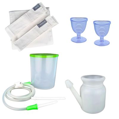 Manushya Life| Combo Pack of Wet Pack cotton patti and Enema kit Satvik 1500ml and Jal Neti Lota 500 ML, Set of 2 Eye Cups