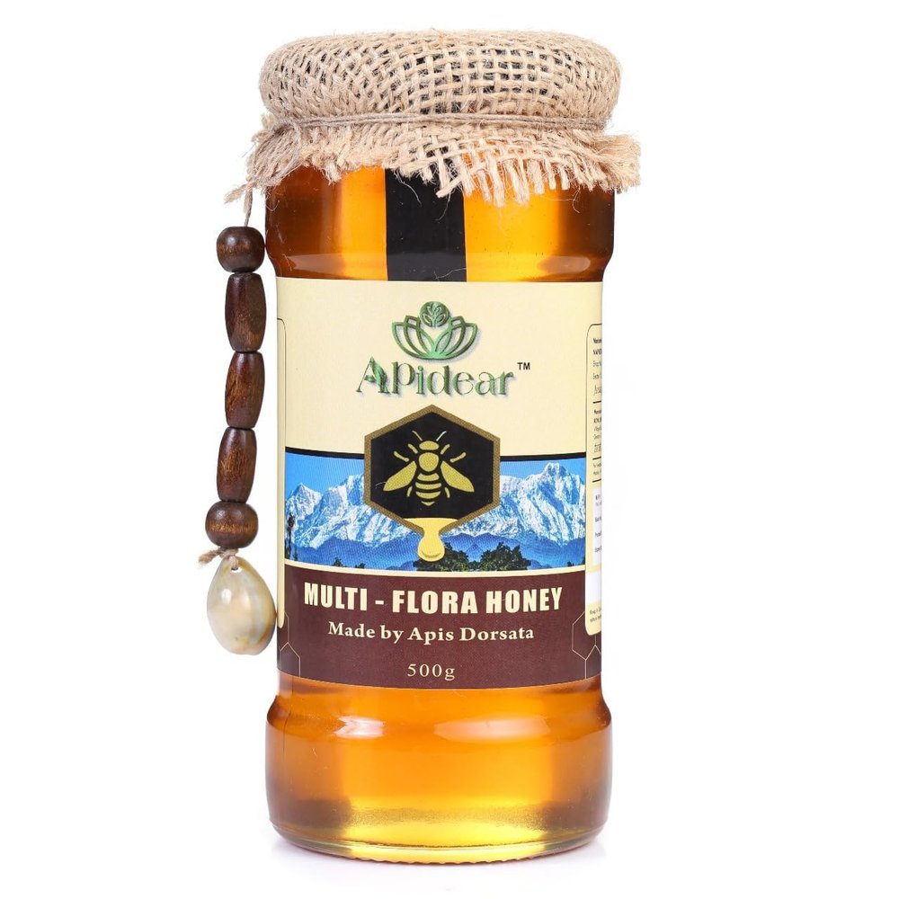 Apidear Multi Flora Honey 500g  100% Pure & Natural Raw Honey | Unprocessed & Unfiltered | No Added Sugar | Rich in Antioxidants | Immunity & Energy Booster | Natural Sweetener