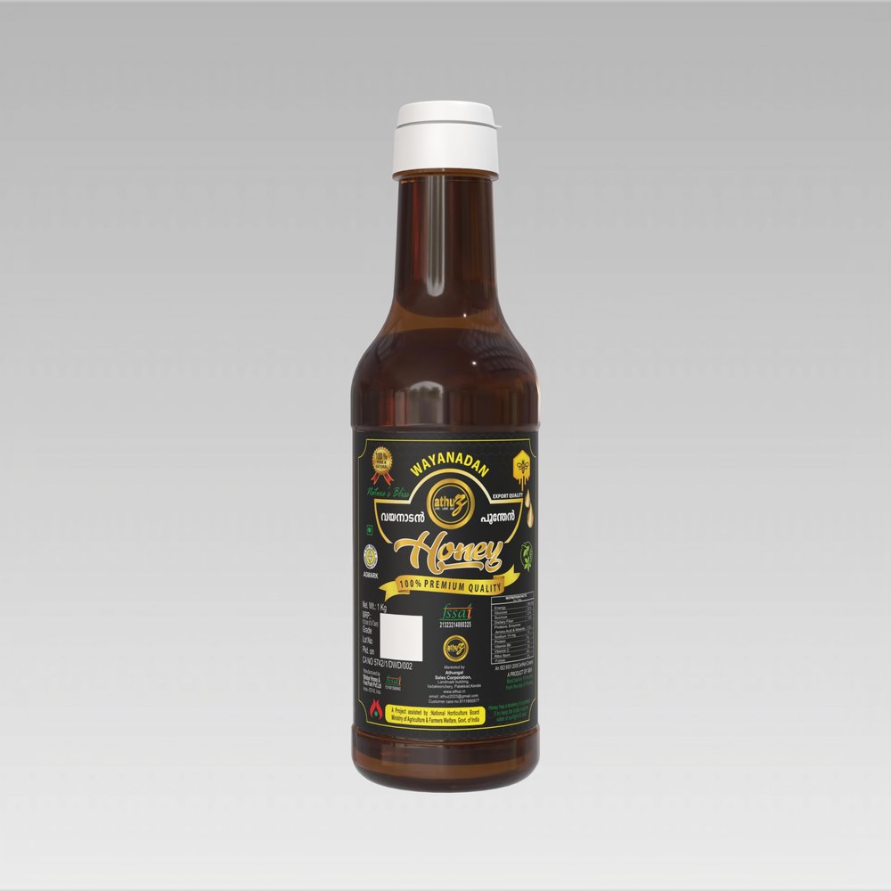 athuz | Wayanadan Natural Honey - Pure & Raw, No Added Sugar or Adulterants, 100% Unprocessed Forest Honey, Pack of 1 (1 kg)
