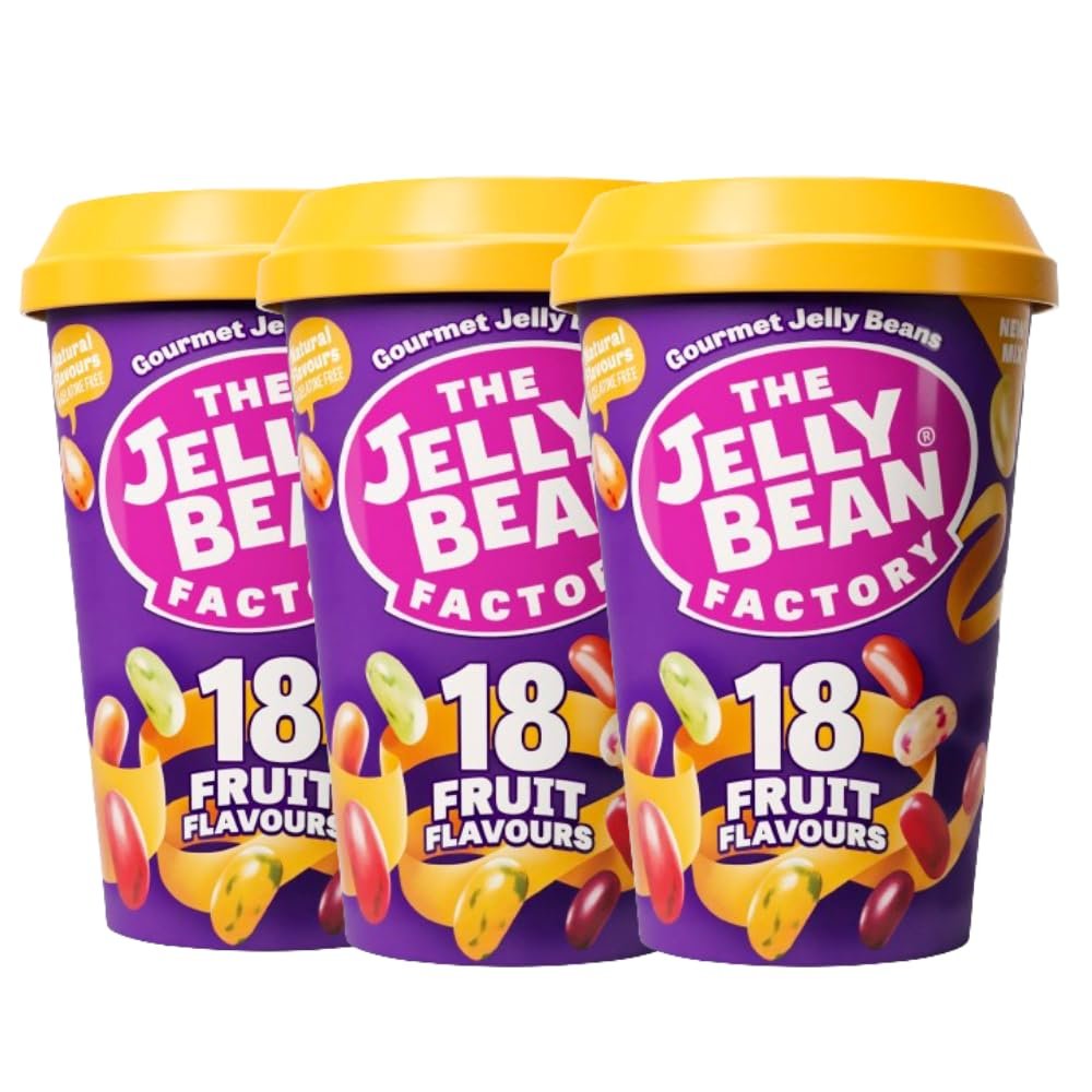 The Jelly Bean Factory 18 Fruit Mix Flavour Jelly Bean Candy Pack | Assorted 18 Flavours | Jelly Bites Candy | Ireland |100% Veg | Gelatine Free| Natural Flavours | Natural Coloured | No Preservatives - 200 gm (Pack of 3)