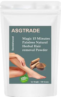 Natural Sandalwood Flavor Herbal Wax Powder for Hair Removal, 100 gm, Painless, Multani Mitti Based, Hand Made, No Synthetic Chemicals, All Skin Types