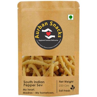 Aurban Snacks, Fresh Pepper Sev, Pepper muruku (250Gm x 1no)