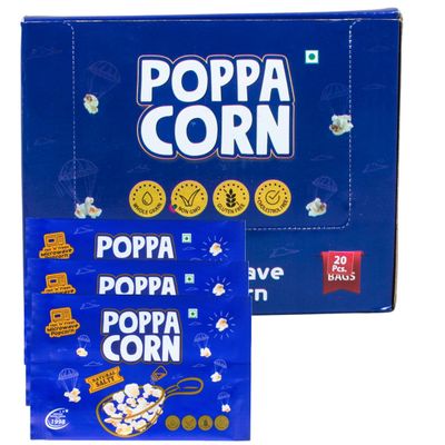 Poppacorn Microwave Salty Popcorn Single Serve Packs, 33gX20 Pouches, Natural Salty Popcorn