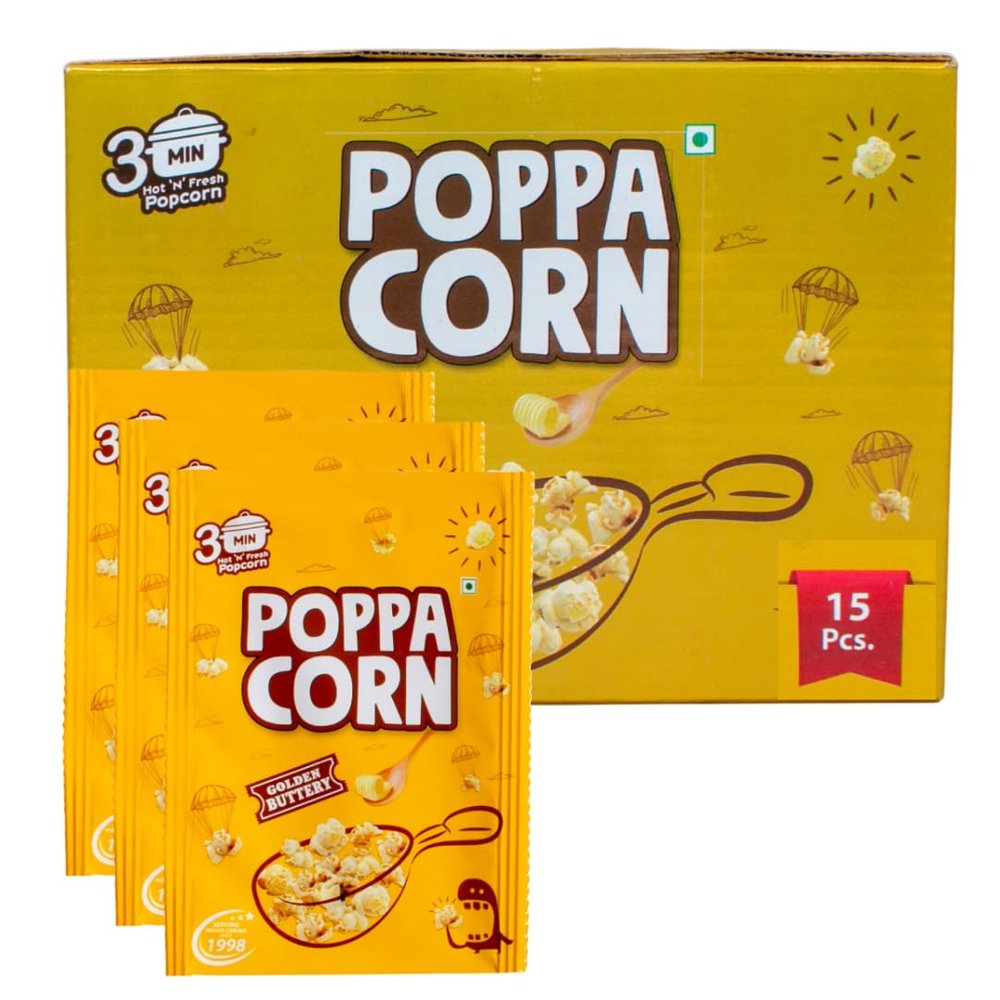 POPPACORN A Grade Imported Gourmet Popcorn 70gX15 Pouches Big Size High Expansion Popcorn 1050gm Pack of 15 (1050g, Golden Buttery)