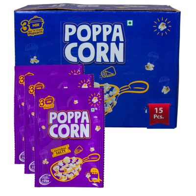 Poppacorn A Grade Imported Gourmet Salty Popcorn 70gX15 Pouches Big Size High Expansion Natural Salty Popcorn 1050gm Pack of 15 (Natural Salty)