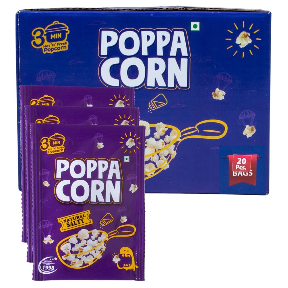 Poppacorn Hot 'N' Fresh Instant Cooker Salty Popcorn 35gX20 Pouches Natural Salty Popcorn 700gm Pack of 20 (Natural Salty)