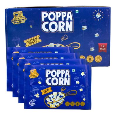 Poppacorn Microwave Buttery Popcorn Pack of 10 (1 Kg Natural Salty)