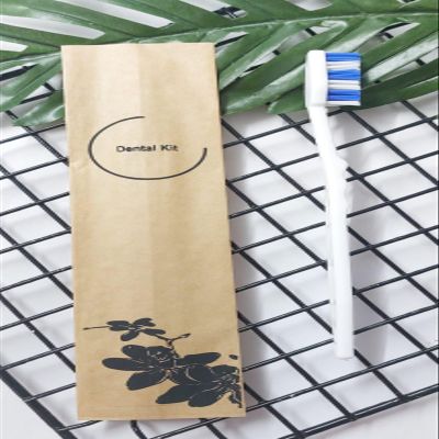 AKM GLOBAL Dental Kit for Hotel Room Essential Tools with Soft Toothbrush 18cm with Fresh Clean Feeling Toothpaste 8gm Ideal for Travel (Multi Pouch Design) - Pack of 10