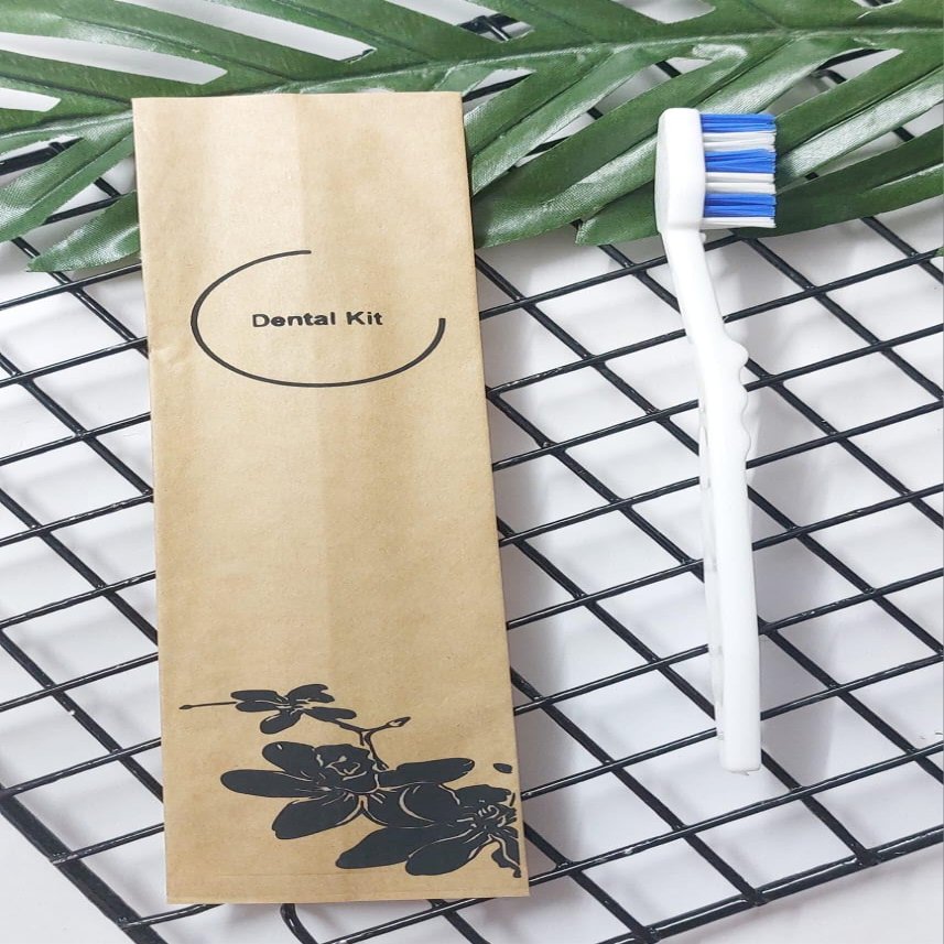 AKM GLOBAL Dental Kit for Hotel Room Essential Tools with Soft Toothbrush 18cm with Fresh Clean Feeling Toothpaste 8gm Ideal for Travel (Multi Pouch Design) - Pack of 10