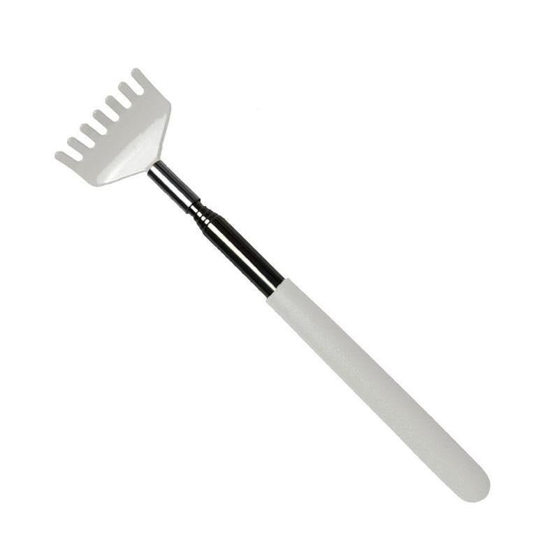 Frackson White Small Adjustable Portable Extendable Back Scratcher, Metal Stainless Steel Telescoping Itching Stick Tool (Pack of 1 - Model1).