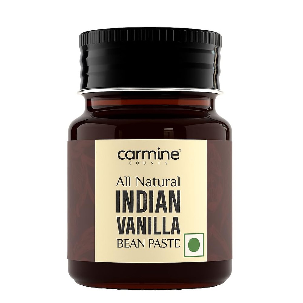 Carmine County All Natural Pure Indian Vanilla Bean Paste 50g | No Added Sugar, Gluten-Free | Rich Flavor for Baking, Cooking, Ice Cream, Cakes, Cookies, Custards, Coffee, Milkshakes & Frosting | Vanilla Extract Substitute