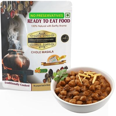 INDIAN KHANA KHAZANA Chole Masala 300gm | Indian Tasty Flavour Ready to Eat Food Chole Masala | No Added Preservative and Colours (Chole) Serve Hot Anytime Anywhere with our Flameless Food Heater inside the Pack.