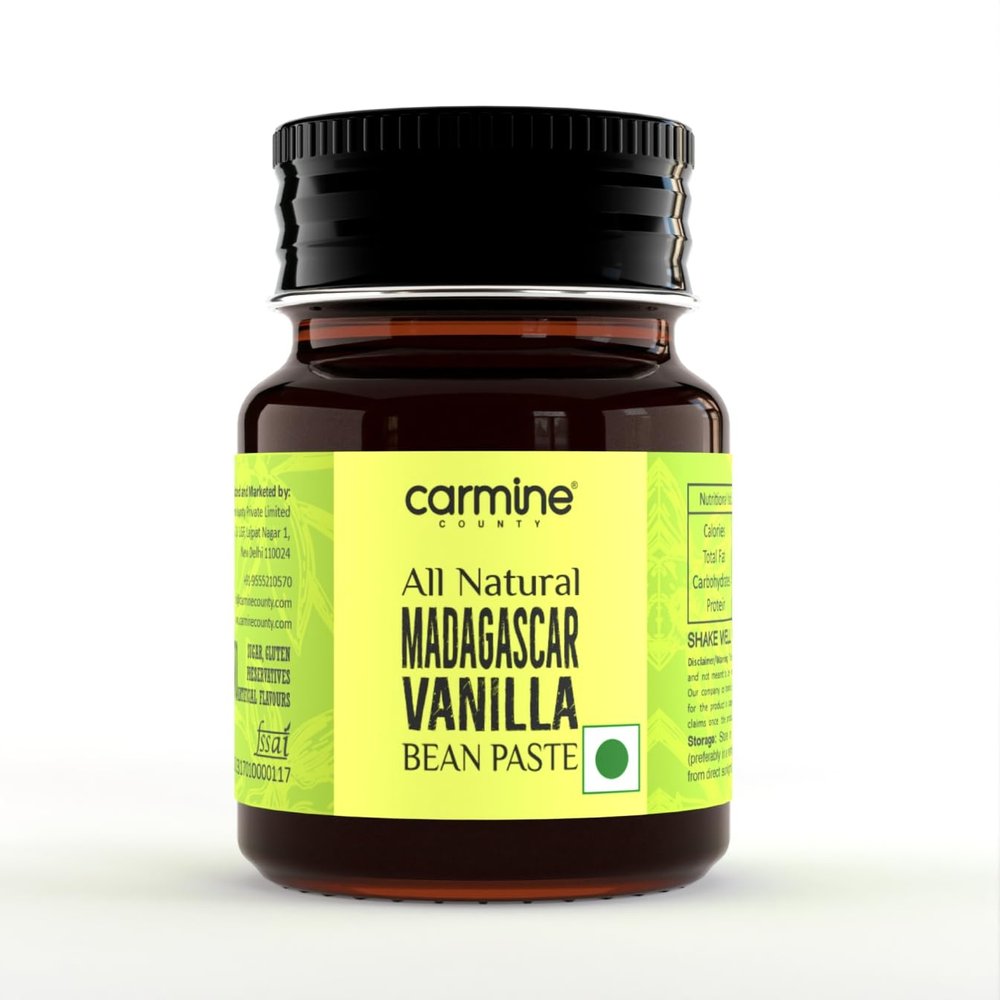 Carmine County Madagascar Vanilla Bean Paste 50g | All Natural, Gourmet Vanilla Extract Alternative | Premium Glass Jar | Ideal for Baking, Desserts & Beverages | No Additives or Preservatives