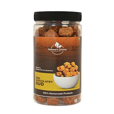 Desi Chocolatey Jaggery Gud, Gur | Pure, Natural & Organic Sweetener | Gluten-Free Energy Booster | Nature's Candy | No Preservatives, No Chemicals (Desi Chocolatey Gud, Pack of 1)
