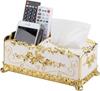 Cannagenix Tissue Box Cover, Tissue Box Holder for Home Decor European Stainless Steel Tissue Box Cover, Creative Square Tissue Holders, Facial Tissue Dispenser with Storage (3 Compartment) (Golden) view 1