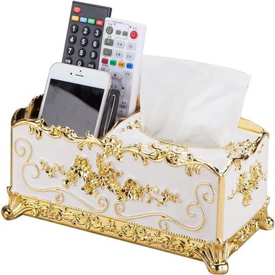 Cannagenix Napkin Pumping Box Tissue Box Holder Rose Tissue Box Holder, Gold Flower Elegant Style Tissue Box Holder Acrylic Enamel for Bathroom (3 Compartment) (Golden)