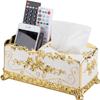 Cannagenix Napkin Pumping Box Tissue Box Holder Rose Tissue Box Holder, Gold Flower Elegant Style Tissue Box Holder Acrylic Enamel for Bathroom (3 Compartment) (Golden) view 1