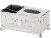 Cannagenix Tissue Box Cover Hand Tissue Box Holder European Stainless Steel Tissue Box Cover, Creative Square Tissue Holders, Facial Tissue Dispenser with Storage (3 Compartment) (Silver) view 1