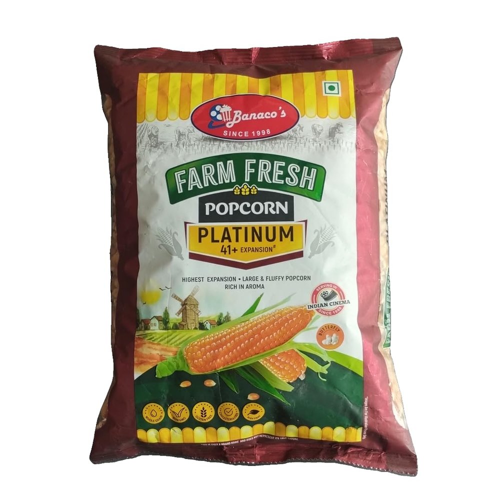 Farm Fresh Popcorn High Expansion Crispy Unpopped Popcorn Kernels 1 Kg Pack (1 KG, Platinum)