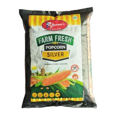Farm Fresh Popcorn High Expansion Crispy Unpopped Popcorn Kernels 1 Kg Pack (1 KG, Silver)