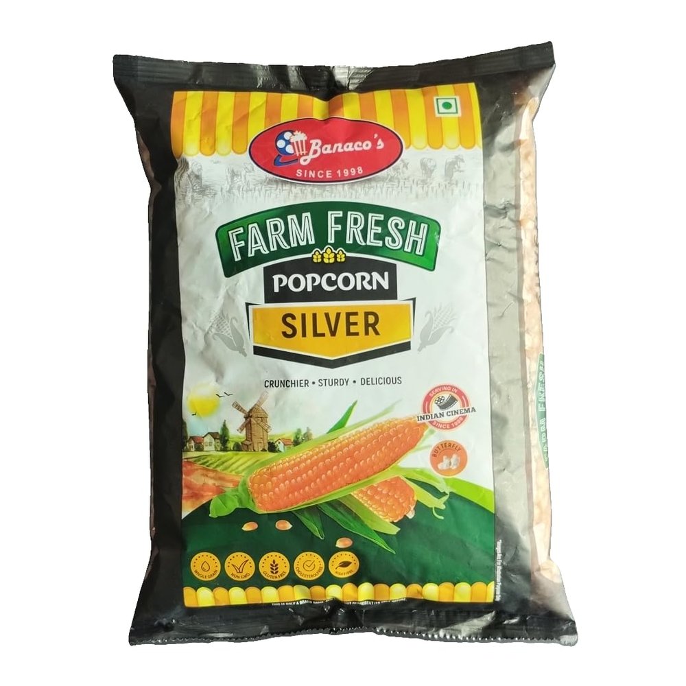 Farm Fresh Popcorn High Expansion Crispy Unpopped Popcorn Kernels 1 Kg Pack (1 KG, Silver)