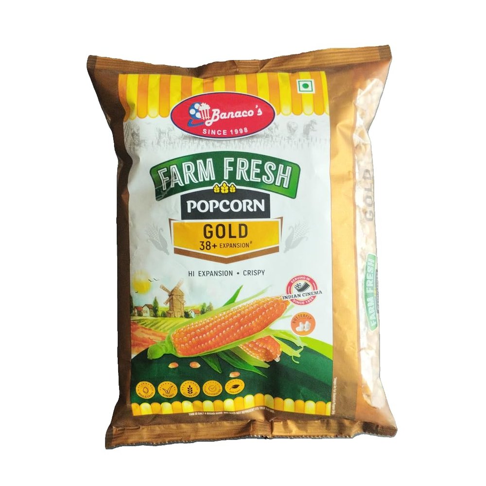 Farm Fresh Popcorn Gold 38+ Expansion Crispy Unpopped Popcorn Kernels 1 Kg Pack