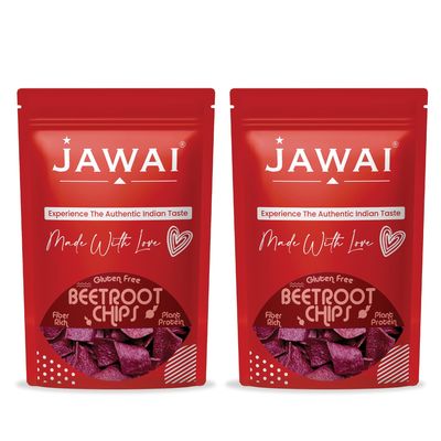 JAWAI BEETROOT CHIPS (Pack of 2) | No Palm Oil | Gluten Free & Vegan | No Added Preservatives | Rich In Protein, Fiber & Antioxidants | Healthy Snacks | Tasty Vegetable Chips | 70 Grams Each