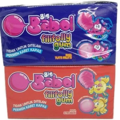 Big Babol Filifolly Chewing gum Combo Pack, (Strawberry 6pcs, Tutti Fruity 6pcs) Imported.
