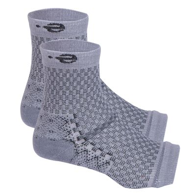 Ecosync Compression Socks Open Toe | Nano Socks Unisex Neuropathy Bamboo Cotton Compression Socks Women | Grey | Plantar Fasciitis | Arch Support | Foot & Ankle Swelling | Heel Pain | Injury Recovery