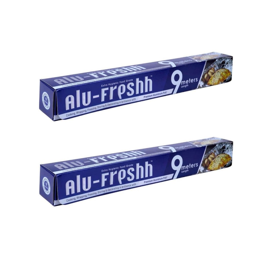 Alu-Freshh Aluminium Foil for Food Packing, Aluminium Foil 9 Meter, Width 30 cm,11 Microns in Thickness, Keeps Food Warm, Fresh, Hygienic (9m (Pack of 2)