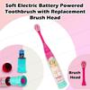 Aarnik Collections Sonic Powered Battery Operated Electric Toothbrush with Extra Toothbrush head for Girls, Boys and Children Electric Toothbrush for Kids (Pink) view 4