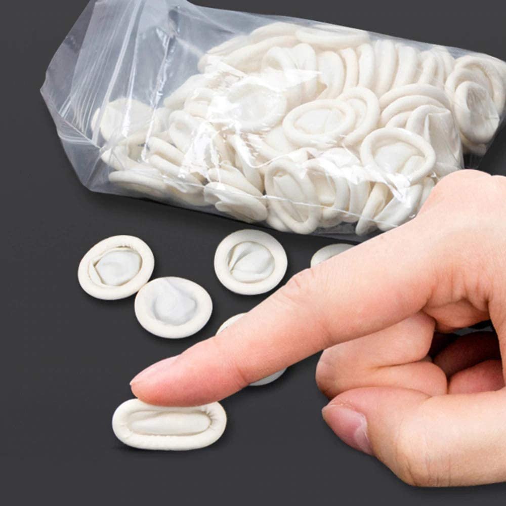 Anti-Static 4 Mil Thick ESD Safe Chlorinated Disposable Latex Reusable Protective Finger Cots Gloves (White), Set of 200 Pieces (Pack of 4)