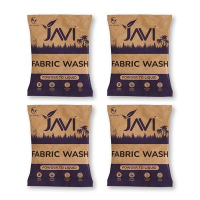 Javi Organic Powder to Fabric Wash | 4 Sachet = 2 Ltr | Lavender Fragrance | Natural, Plant Based, Eco-Friendly, Non-Toxic | Removes Stains & Odour, Protects Colour | Laundry Detergent