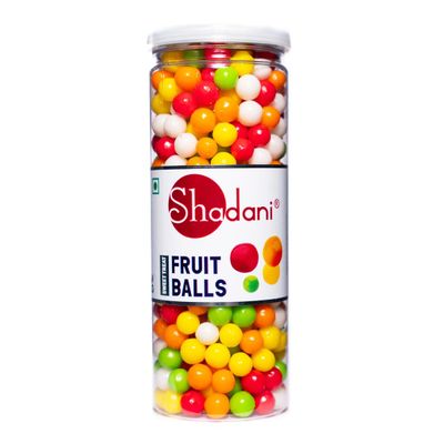 Shadani Fruit Balls (240g) | Mixed Fruit Flavour Candy Ball's | Sweet and Colorful Candy | Assorted Chewy Mixed Candies | Strawberry, Mango, Litchi, Guava & Banana Flavours | Colorful Soft Treat