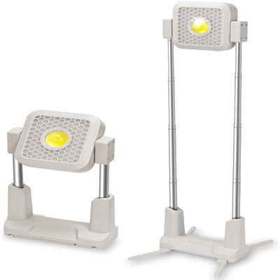 Jukkre New Durable Solar Work Lights, LED Work Light with Stand, 10000LM Daylight Portable Work Light Outdoor Flood Lights Adjustable Height Work Light for Outdoor Camping