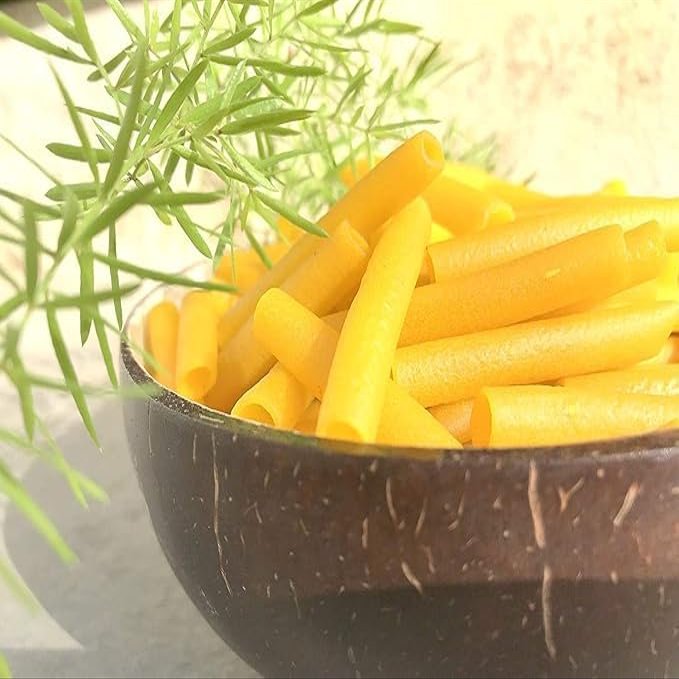 Ahuja Mart Golden Fingers Fryums, Yellow Pipe fryums, Ready to Fry Papad Snacks, Fingers fryums - 1 KG (Full Size), Yellow Fingers Fryumss