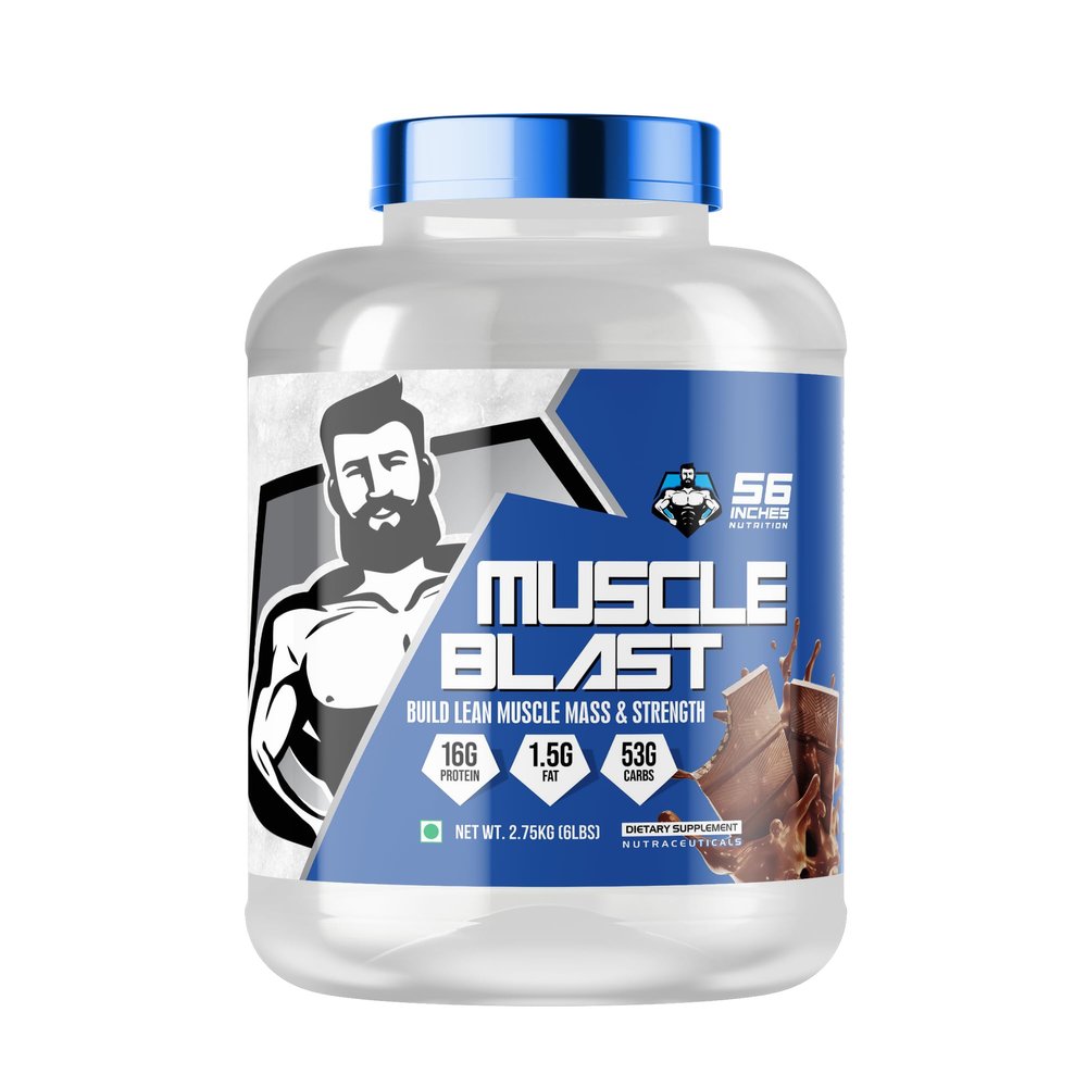 56 INCHES NUTRITON Muscle Blast Gainer with Chocolate Flavour, Weight Gainer for Men and Women (2.75kg)