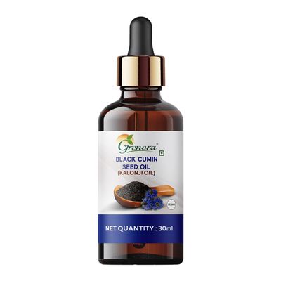 Grenera Black Cumin Seed Oil 30ml, Kalonji Oil For Immunity, Skin, Hair, Cold Pressed