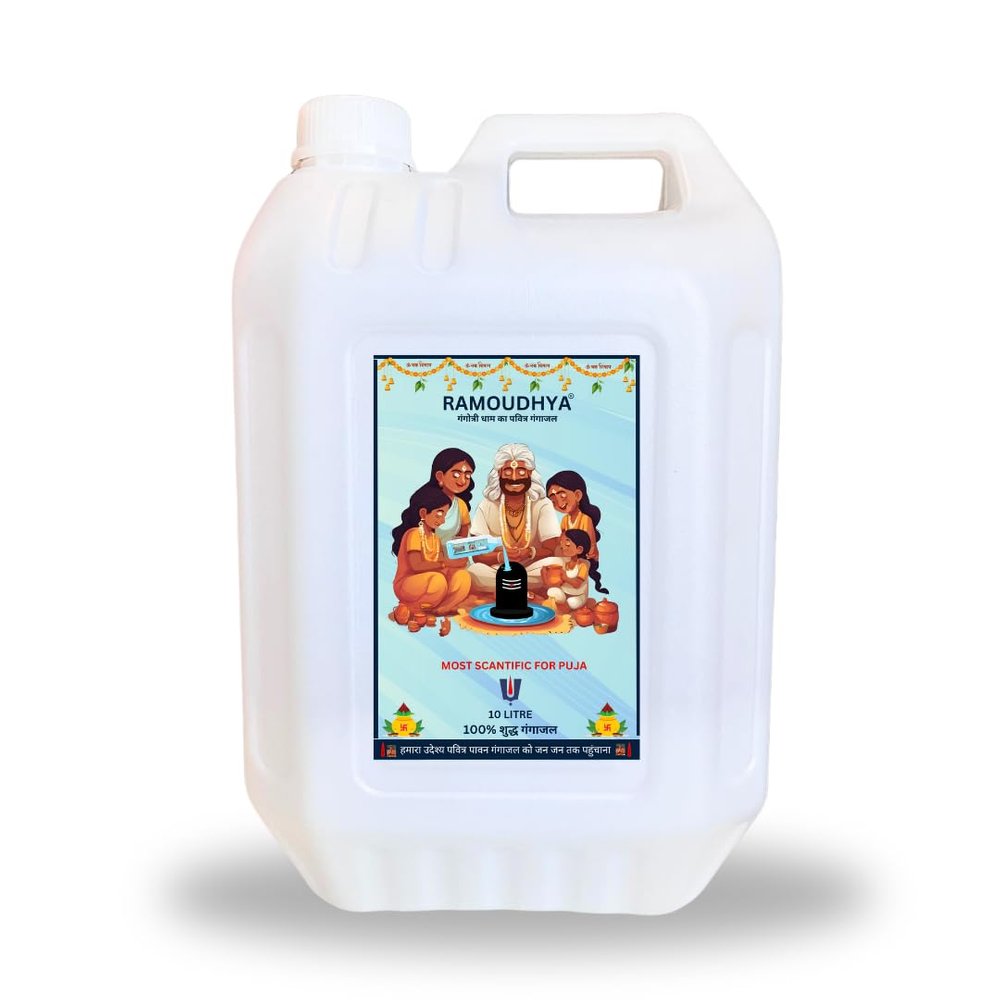 10 Litre Ramoudhya Gangajal - Purest Gangajal Water For Puja Sourced From Gangotri Valey Certified By The Govt. Of Uttrakhand Gangajal For Pooja Purpose 10000 ml